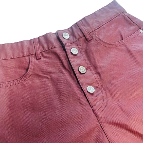 Zara | Burgundy Mom Fit High Waisted Shorts Size 4 | EUC - Picture 6 of 13